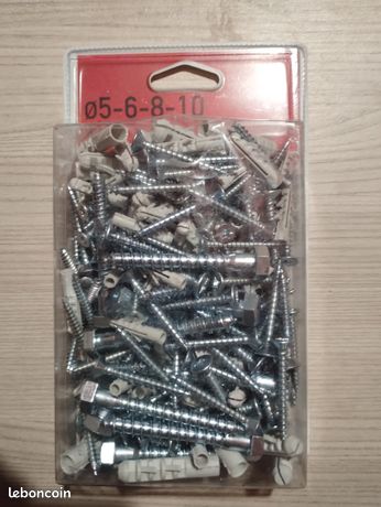 1 boite de vis et chevilles Ø 5-6-8-10Mm produit 100 pièces par