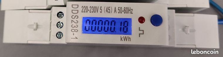 1 Compteur d'énergie 1M rétro éclairé bleu plus
