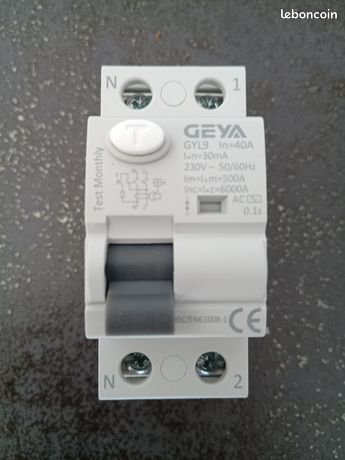 1 Interrupteur 40A Différentiel 30mA courbe AC plus &
