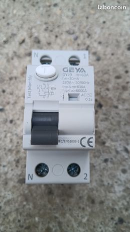1 Interrupteur 63A Différentiel 30mA plus &