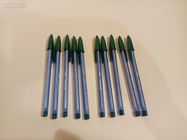 10 Stylo Bic Cristal, Vert, Neufs