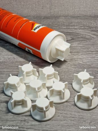 10 bouchons Blanc pour cartouche de silicone / colle / mastic