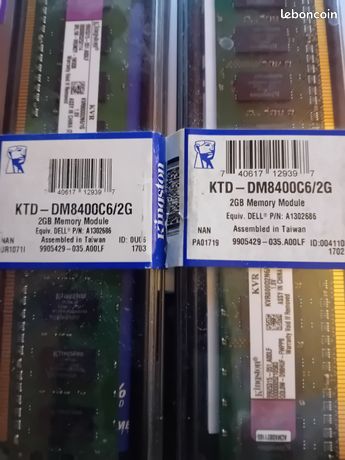 2 barrettes / Module Mémoire Ordi. 2GB - KTD DM8400C6/2G