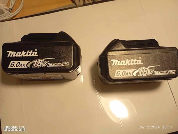 2 batterie Makita 6.0ah 18v BL1860