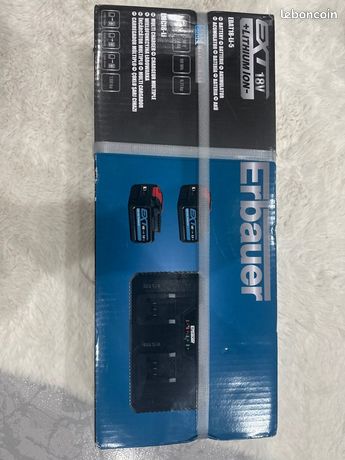 2 batteries 5ah 18v + chargeur rapide erbauer