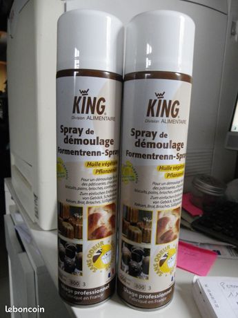 2 Bombes à Graisse alimentaire végétale sans OGM - King spray de démoulage professionnel 10/2027