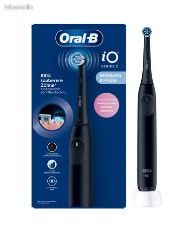 2 Brosses à dents électriques Oral-B iO2 noire et beige et 3 Brossettes de rechange