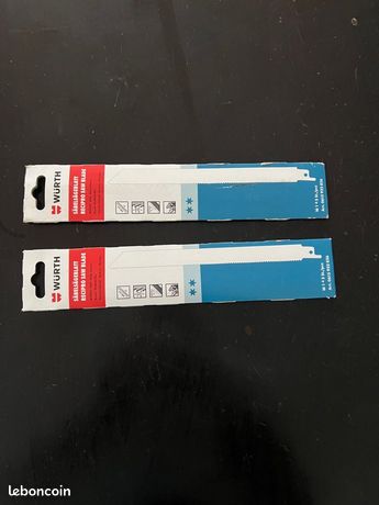 2 paquets de 5 pièces de lames de scie sabre Wurth S1122AF Flexible for Métal. 12