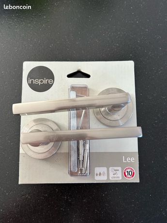 2 poignées sur rosace INSPIRE Lee aluminium sans trou nickel brillant A2