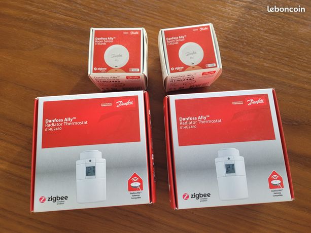 2 robinets thermostatiques connectés Danfoss Ally et 2 capteurs de température