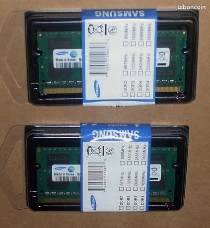 2 SODIMM DDR3 NEUVES 8 Go 2x4 Go Samsung PC3-10600S 1333 Mhz RAM