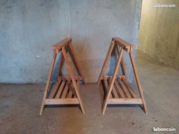 2 tréteaux pin architecte réglable, H.70 x l.70 cm