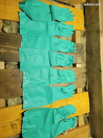3 paires de gants mapa ultra NITRILE Stan solv A18 protection chimique taille 7 longue manchette 46cm