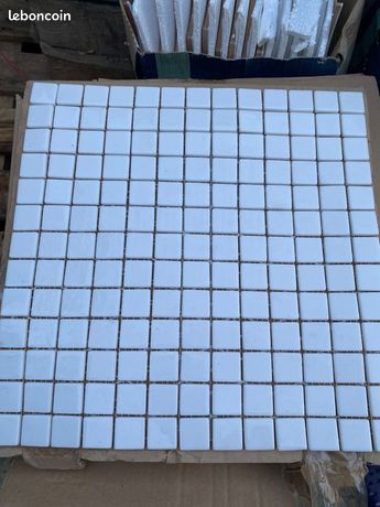 30 plaques mosaïques Émaux de Briare blanc brillant 30x30
