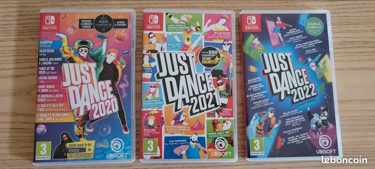 3 jeux switch nintendo just dance 2020, 2021 et 2022