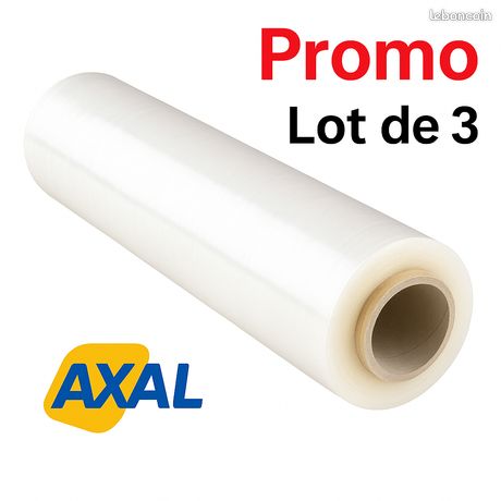 3 ROULEAUX 600 METRES DE FILM ETIRABLE TRANSPARENT 45CM (étiré) AXAL Emballage Pro