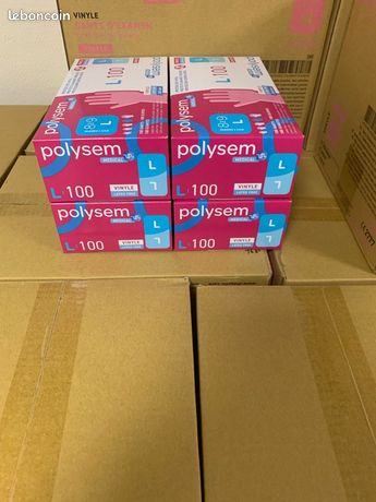 4 boîtes de gants vinyle sans poudre - Taille L - Neuf