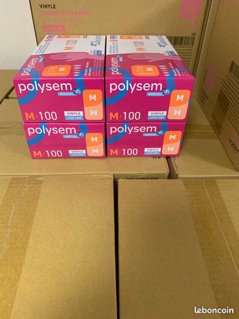 4 boîtes de gants vinyle sans poudre - Taille M - Neuf