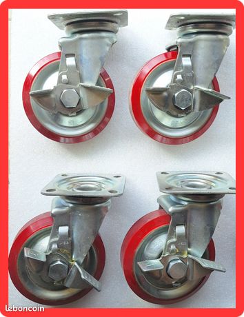 4 Grosses ROULETTES 150X38 PIVOTANTES CHARGE 1000KGS