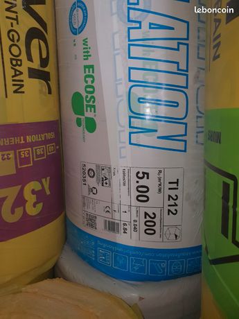 4x Rouleaux de laine de verre TI 212 de Knauf pour combles perdus Epaisseur 200 mm 12 x 55 m