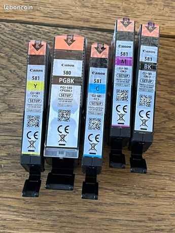 5 Setup Canon PGI580 CLI581 PGI-580 CLI-581 CARTOUCHES D'Encre Jeu Pixma Imprimante TS8100 TS8150 TS8151 TS8152 TS9100 TS9150 TS9155 TS9500 TS9540 TS9541C TS9550 TS9551C TR7500 TR7550 TR