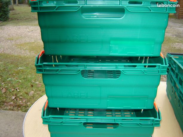 5 x bacs plastiques gerbables emboitables allibert