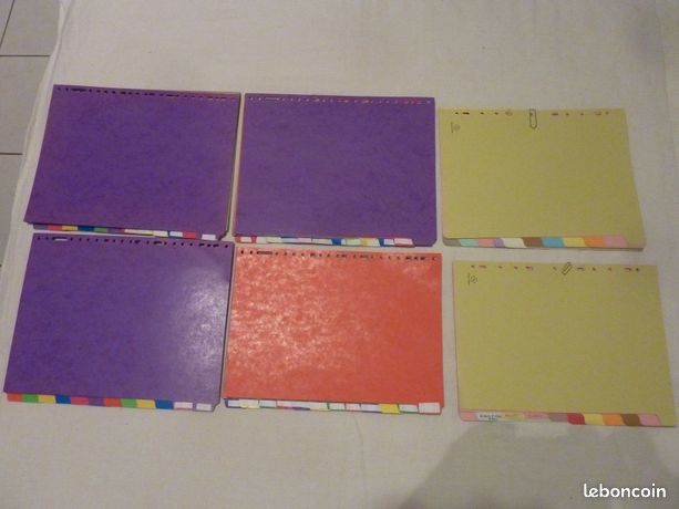 5 lots intercalaires couleurs 12 mois ou lettres