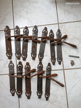 6 anciennes poignées vintage en métal