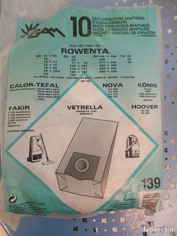 7 sacs aspirateurs adaptables pour rowenta