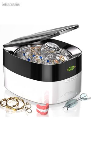 750 ML Nettoyeur Ultrasons 50000 Hz Ultrasonic Cleaner avec 6 Modes de Nettoyage Bac Ultrasons avec Bol en Acier Inoxydable 304 Nettoyeur Ultrason avec Affichage à LED pour Montres Bijoux Collier
