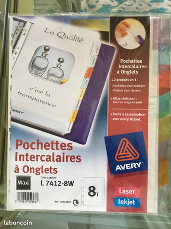 8 pochettes intercalaires NEUVES à onglets marque Avery