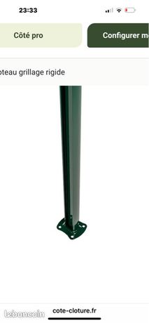 8 Poteaux pour grillage rigide de 2 mètres avec platines soudées