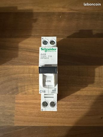 A9p54616 Schneider Disjoncteur Unipolaire + Neutre 1p+n 16a Courbe C 6/10ka Actig Ic40n
