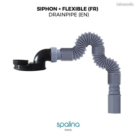 Accessoire Siphon extra plat + flexible 80 x8,94 x6,53 cm, by SPALINA