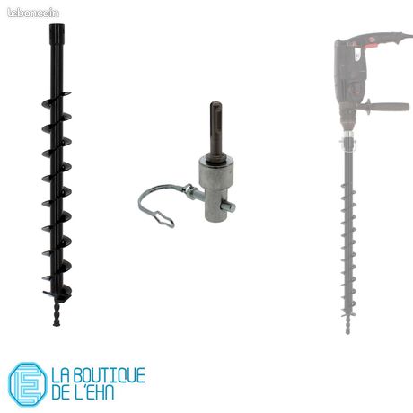 Adaptateur avec mèche de tarière Ø 60 mm pour perceuse et perforateur SDS-plus
