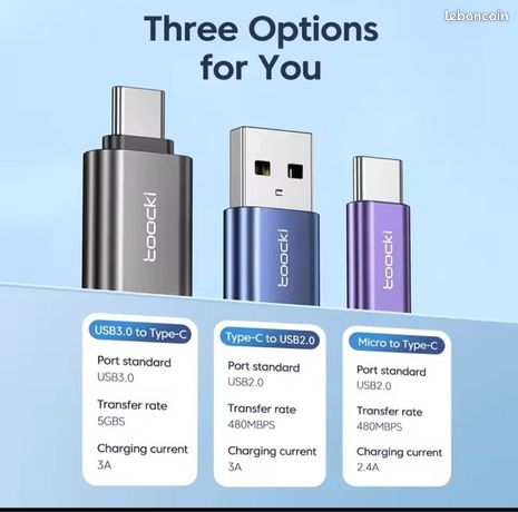 Adaptateur USB 3.0 vers Type C Micro vers Type C Convertisseur Mâle vers USB 2.0 Femelle Connecteur pour MacBook Xiaomi Samsung