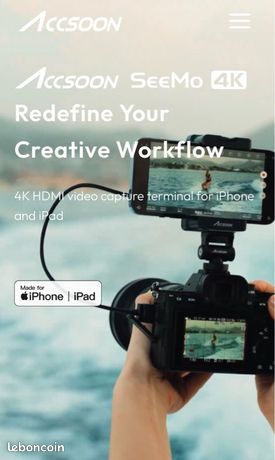 Adaptateur pour Iphone Accsoon SeeMo 4K pour reflex Nikon Canon Sony