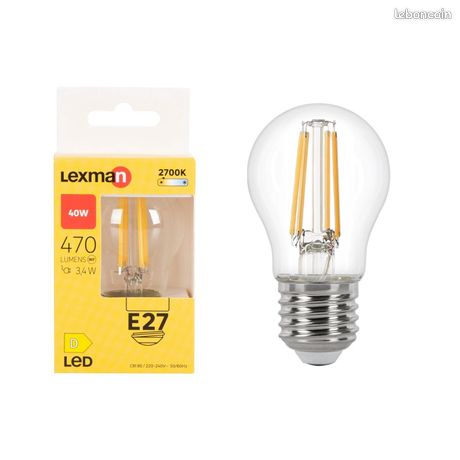 Ampoule led sphérique E27 470lm = 40W blanc chaud LEXMAN