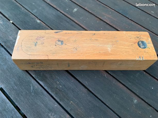 Ancien plumier d'écolier bois double coulissant