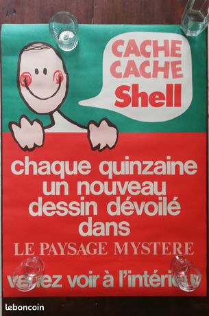 Ancienne affiche publicitaire Shell