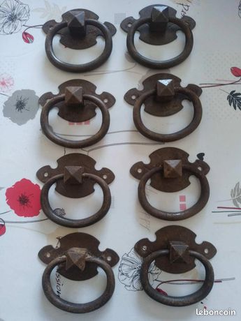 Ancienne poignée de porte en fer forgé serrure ferrure penture heurtoir targette