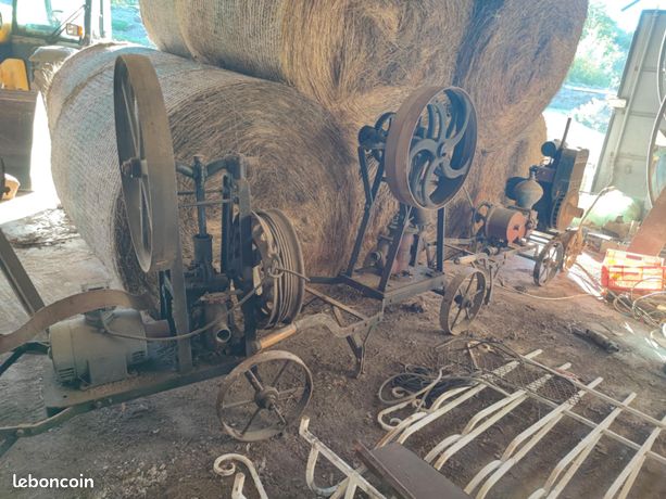 Anciennes pompes viticoles / moteurs fixes sur chariot années 40/50