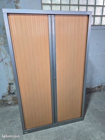 Armoire Métallique Grise à Rideaux Coulissants – 198x120x45 cm