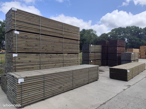 lames de terrasse classe 4 bronze + lambourdes + clin moutier