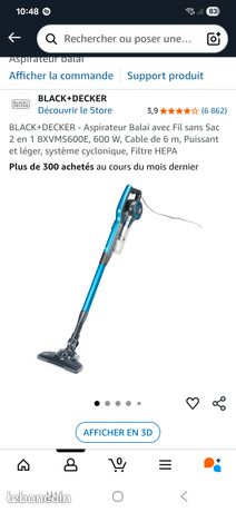 Aspirateur black & decker balai