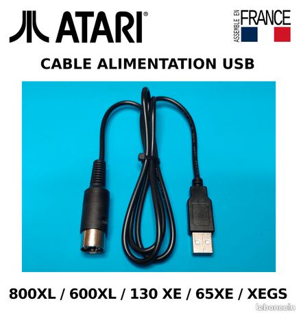 ATARI - Cable Alimentation USB DIN - 800XL 600XL 130XE 65XE XEGS