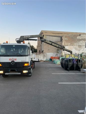 Atego 4x2 bi benne grue 1828