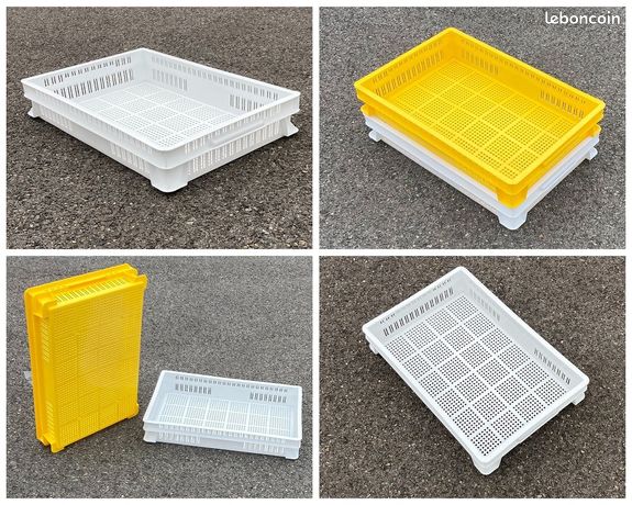 Bac ajouré alimentaire empilable 60 x 40 x 10 cm, blanc