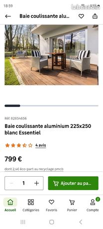 Baie vitrée 250×225 aluminium blanc