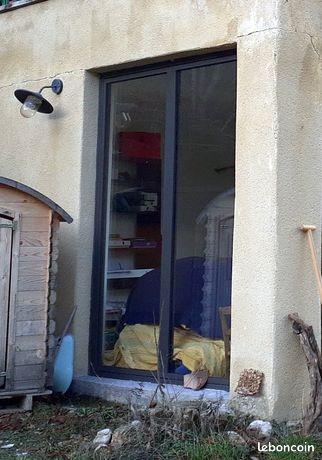 Baie vitrée alu fixe 175x222 double vitrage argon rupture de pont thermique